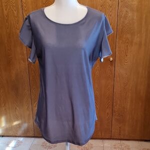 Women's Blue Flutter Sleeve Top